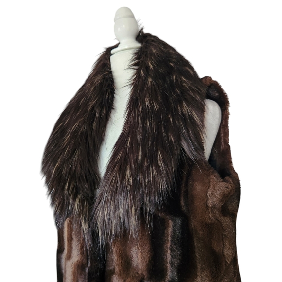 Adrienne Landau Brown Faux Fur Vest Womens Size M Vintage 90s - Picture 7 of 14